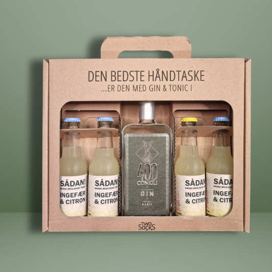 400 Conigli Basil Gin Håndtaske med Sådan! Ingefær & Citron Tonic